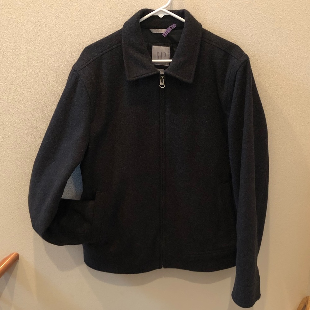EUC! Gap Wool Blend Sz M Charcoal Zip-Up Jacket